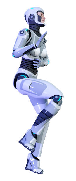 istock 3D illustration female robot on white 1185414885