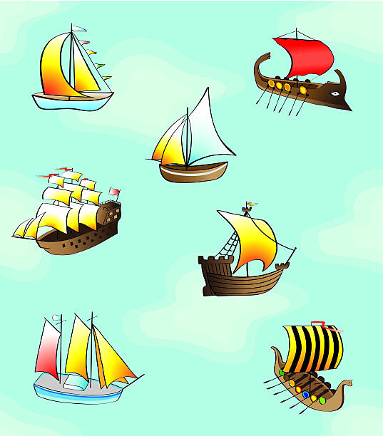 Boats  pattern vector art illustration