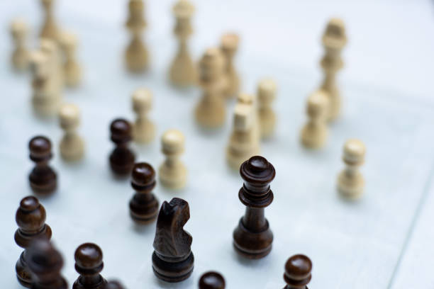istock Chess board game, business competitive concept, encounter difficult situation, losing and winning, copy space 1185417039