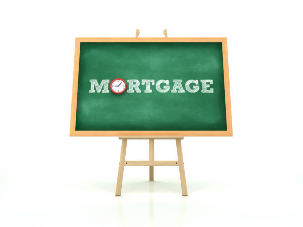 istock Easel with MORTGAGE Word and Clock on Chalkboard Frame - 3D Rendering 1185417093