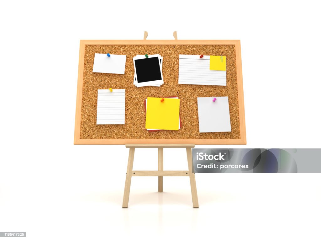 Notes Easel Easel With Sticky Notes On Corkboard Frame 3d Rendering Stock Photo ...