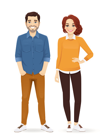 Casual Business Man And Woman Stock Illustration - Download Image Now - Men,  Women, Standing - iStock