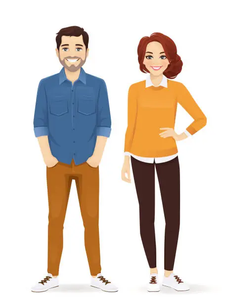 Vector illustration of Casual business man and woman