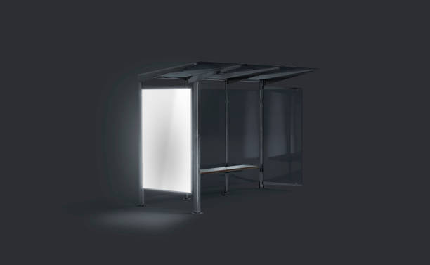istock Blsnk white luminous lightbox on bus stop mockup in darkness 1185419600