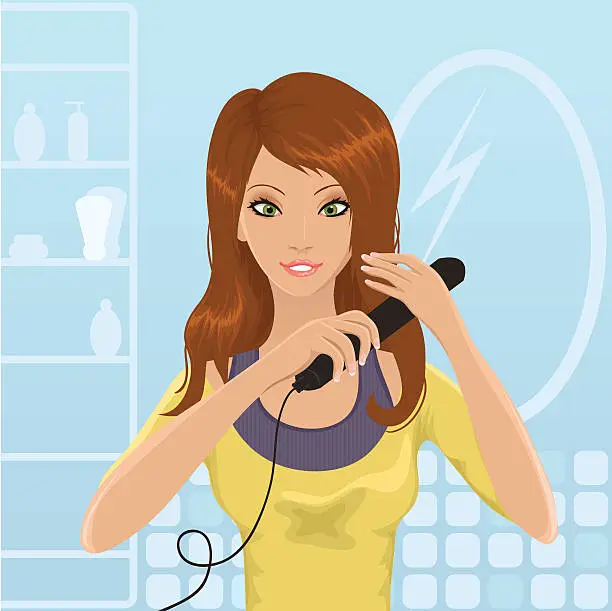 Vector illustration of Hair straightening