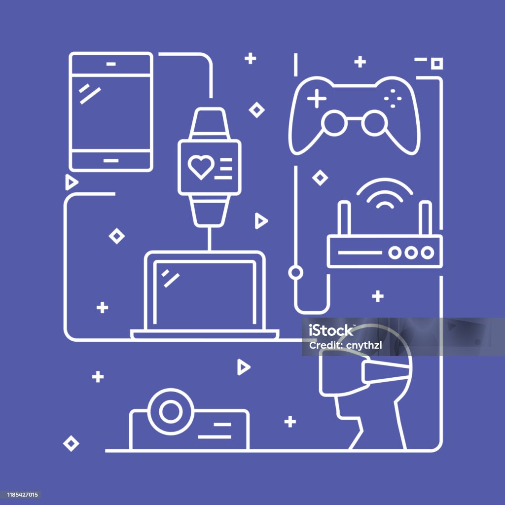 Technology Related Design Template Outline Symbol Abstract Stock