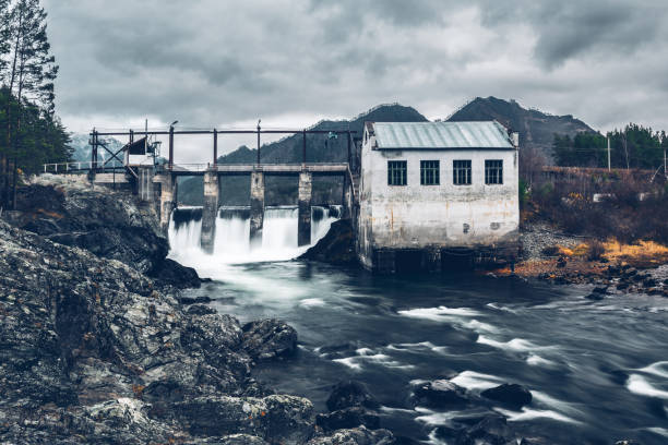 istock Hydroelectric power station on a mountain river 1185427884