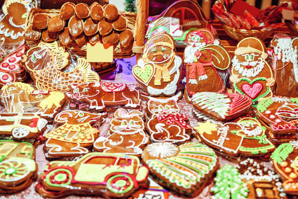 istock Colorful gingerbreads with various icing Riga Christmas Market 1185432362