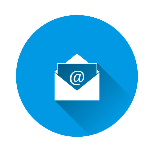 Mail vector icon on flat design. E-mail vector on blue background. Flat image with long shadow. Mail vector icon on flat design. E-mail vector on blue background. Flat image with long shadow. Layers grouped for easy editing illustration. For your design. spam meat stock illustrations