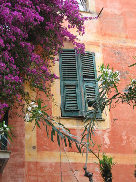 cinque terre villa 1 - villa italian culture facade ornamental garden imagens e fotografias de stock