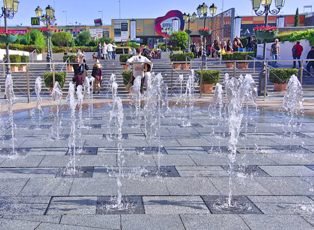 Salt Lake City, USA - September 23, 2019. Fountains at City Creek Center shopping mall in downtown Salt Lake City, Utah, USA
