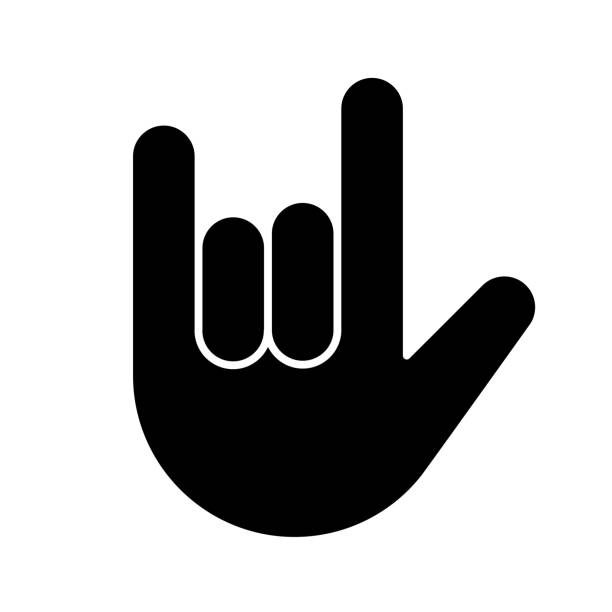 Love you hand gesture glyph icon Love you hand gesture glyph icon. Silhouette symbol. Rock on. Horns emoji. Devil fingers. Heavy metal. Roll sign. Negative space. Vector isolated illustration horn sign stock illustrations