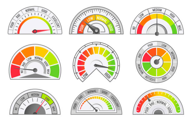 спидометр и одометр весы и указатели вектор - miles counter stock illustrations