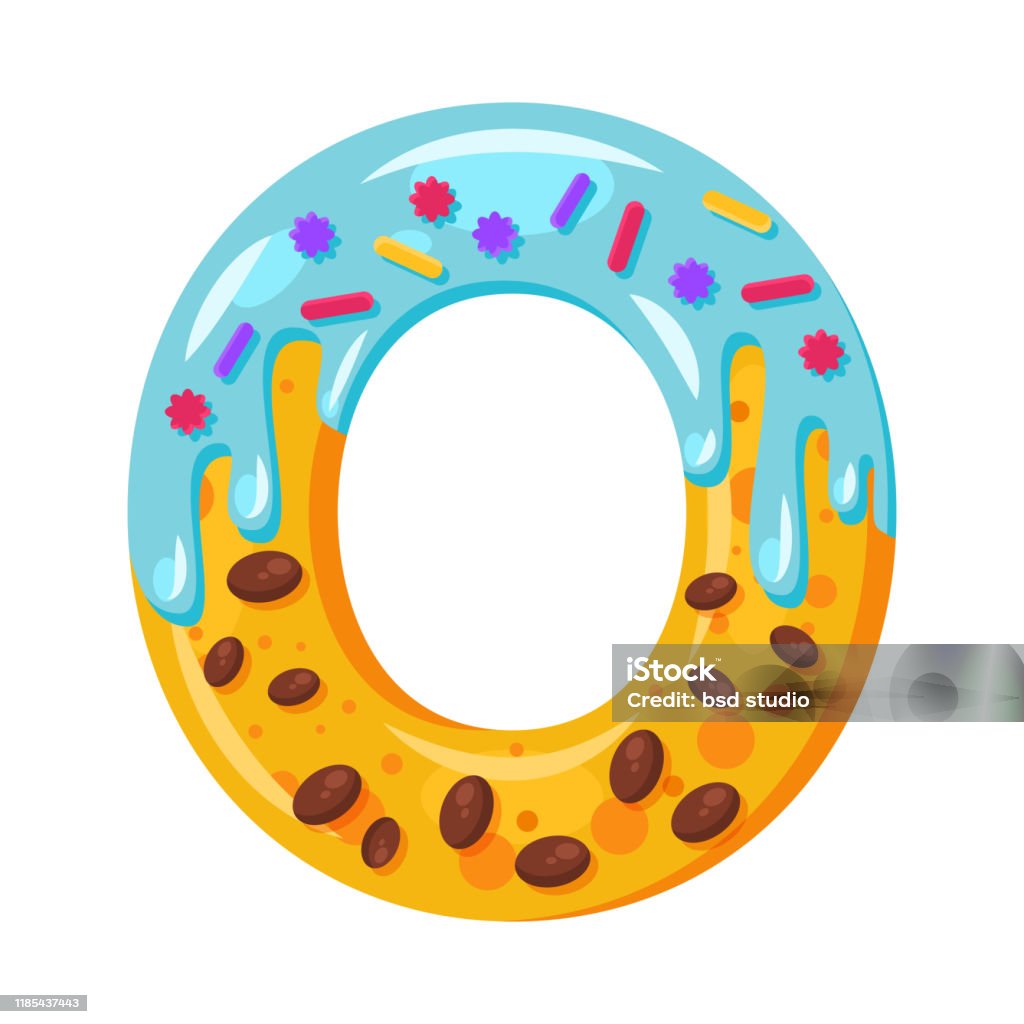 Donut Cartoon O Letter Vector Illustration Stock Illustration - Download  Image Now - Alphabet, Candy, Cartoon - iStock
