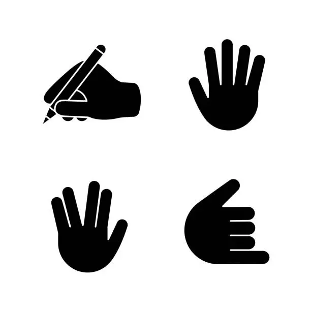 Vector illustration of Hand gesture emojis glyph icons set