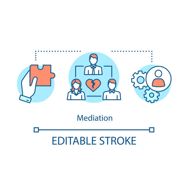 미디에이션 개념 아이콘 - third party stock illustrations