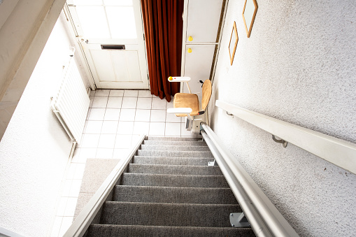 Concrete staircase at an industry.