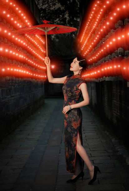 istock A woman in a cheongsam 1185439322