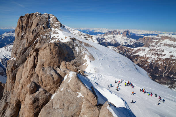 istock Dolomites, Italy - mountain Marmolada, mountain skiing and snowboarding 1185440208