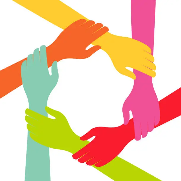 Vector illustration of Hand Colorful Creative  Connection with Teamwork