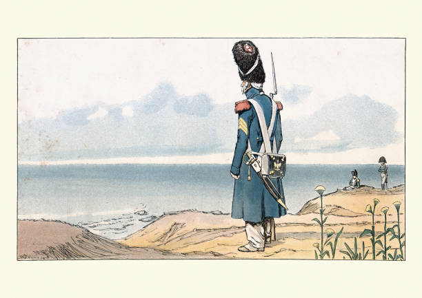 wojny napoleońskie, napoleon na wygnaniu na elbie. strażnik grenadierów - napoleon stock illustrations