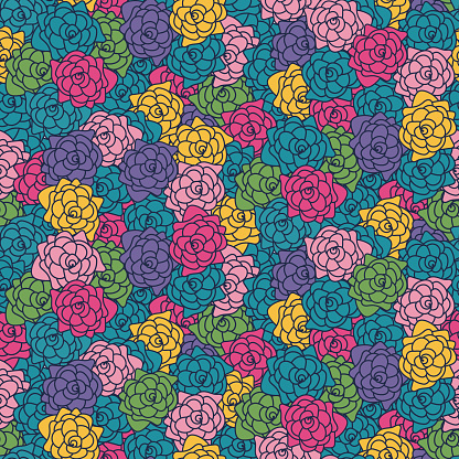 seamless vetor pattern with colorful roses
