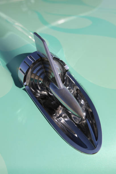istock Chrome Hood Ornament Teal Vintage Car 1185448114
