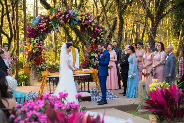 istock Wedding ceremony at beautiful farm 1185448226