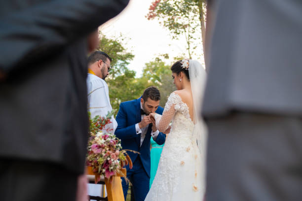 istock Wedding ceremony at beautiful farm 1185448426