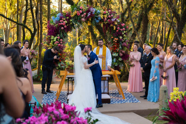 istock Wedding ceremony at beautiful farm 1185448953