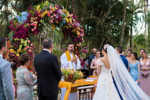 istock Wedding ceremony at beautiful farm 1185448956