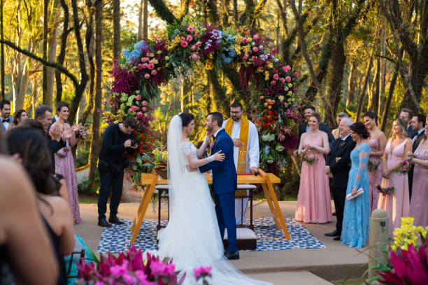 istock Wedding ceremony at beautiful farm 1185449137
