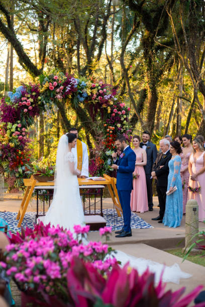 istock Wedding ceremony at beautiful farm 1185449148