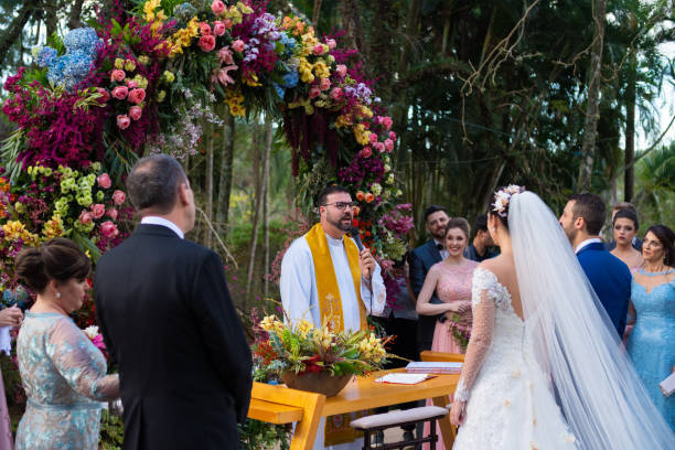 istock Wedding ceremony at beautiful farm 1185449225