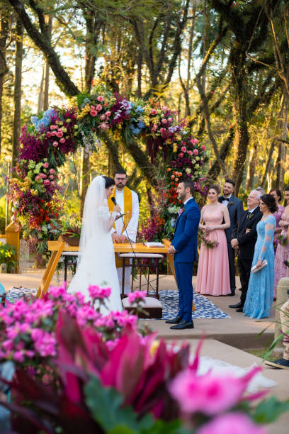 istock Wedding ceremony at beautiful farm 1185449365
