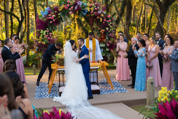 istock Wedding ceremony at beautiful farm 1185449513