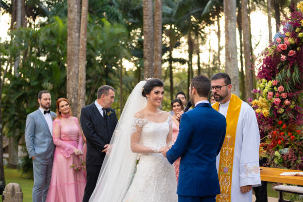 istock Wedding ceremony at beautiful farm 1185449556