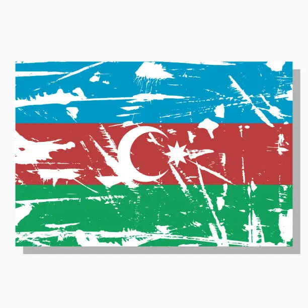 Vector illustration of Azerbaijan flag with scratches, vector flag of Azerbaijan.