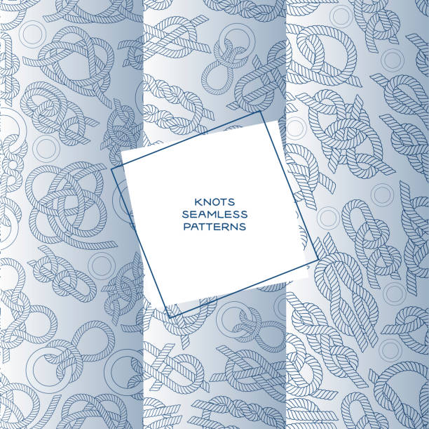 Different nautical sailor knots and ropes vector illustration. String twisted thread cable seamless pattern. Ship marine lasso flyer. Sailing equipment vintage noose cordage. Different nautical sailor knots and ropes vector illustration. String twisted thread cable seamless pattern. Ship marine lasso background. Sailing equipment noose cordage. Navy natural curve line. sailor moon stock illustrations