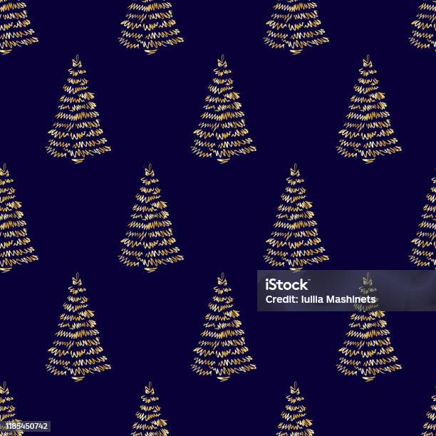 Pin Tree Pattern Gold Frame Pine Tree Pattern Gold08 Stock Illustration - Download Image Now ...