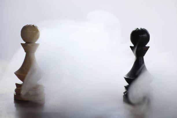 The concept of the chess game at the thoughts of the battlefield