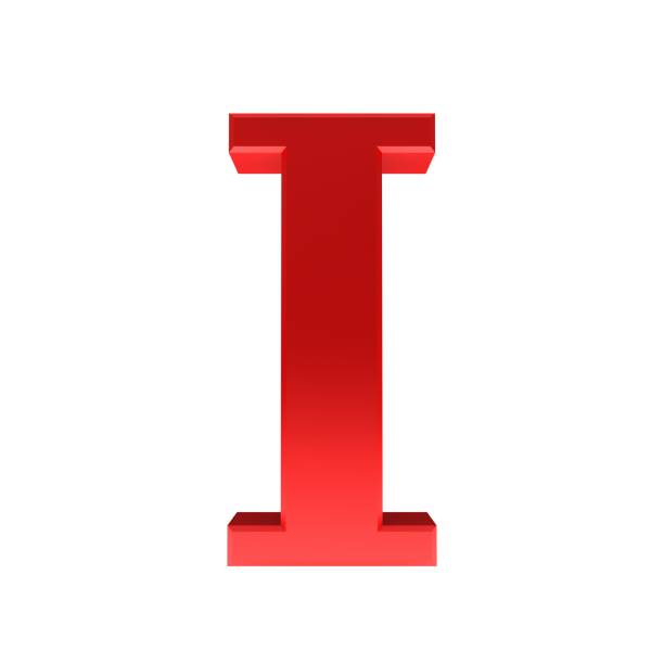 letter I capital alphabet letter red font 3d rendering illustration sign characters text graphic cut out on white background
