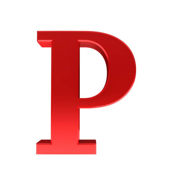 letter P capital alphabet letter red font 3d rendering illustration sign characters text graphic cut out on white background