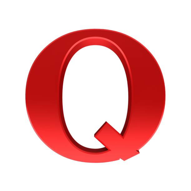 letter Q capital alphabet letter red font 3d rendering illustration sign characters text graphic cut out on white background