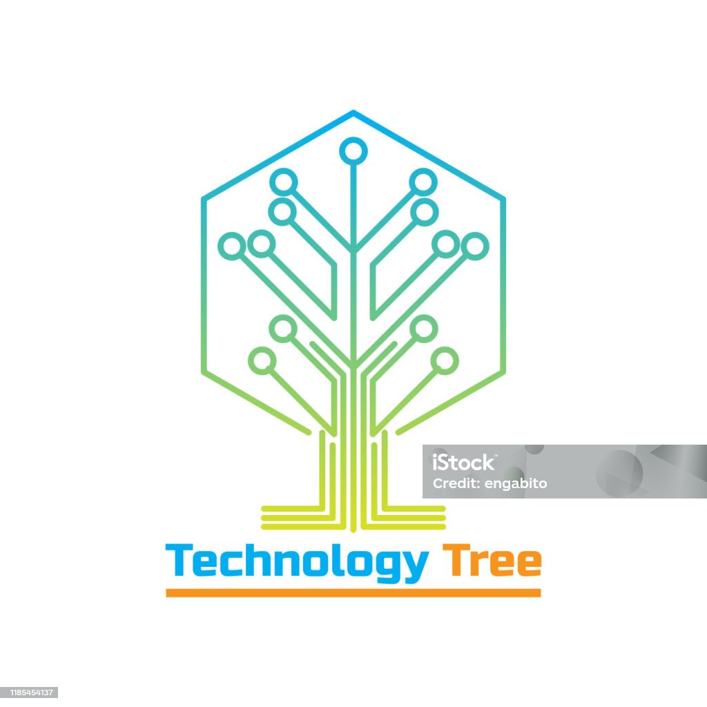 Blue Technology Tree Vector Technology Tree Insignia On White Background Vector Illustration Stock ...