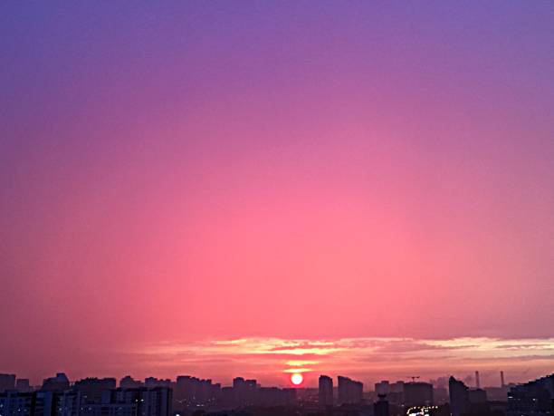 istock Pink sunset in the big city 1185455113