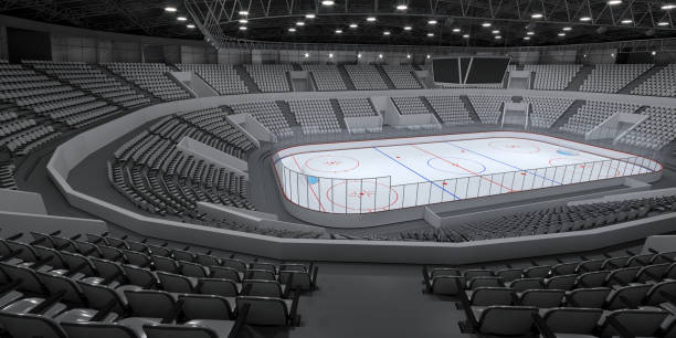 istock Interior hockey stadium with gray seats. 1185457303