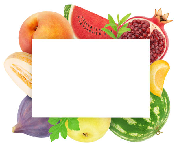 istock Square frame made of different fruits with copyspase inside isolated on a white background with clipping path. 1185459648