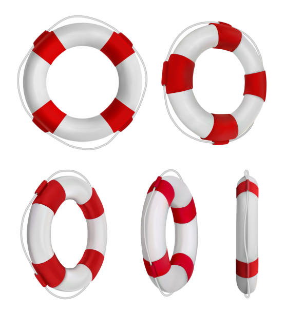 3d rescue life belt illustrations. 5 different perspectives of lifeboat, buoy. Realistic vetor illustration collection. Set of lifeline icons isolated. 3d rescue life belt illustrations. 5 different perspectives of lifeboat, buoy. Realistic vetor illustration collection. Set of lifeline icons isolated. buoy stock illustrations