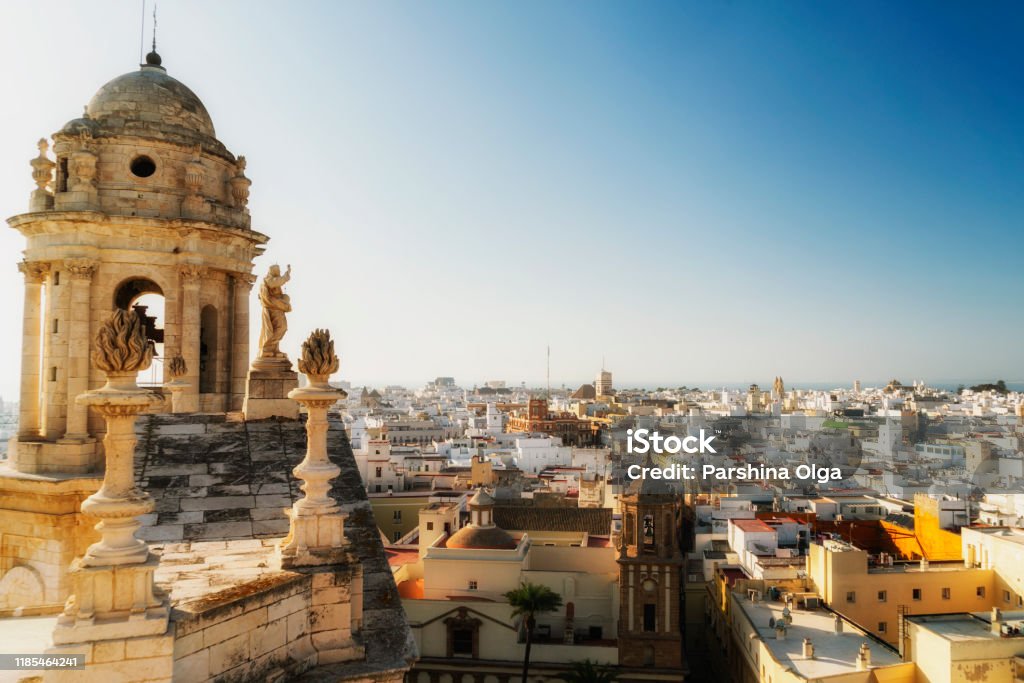 On the top of Cathedral de Santa Cruz in Cadiz, Andalusia, Spain Cádiz Stock Photo